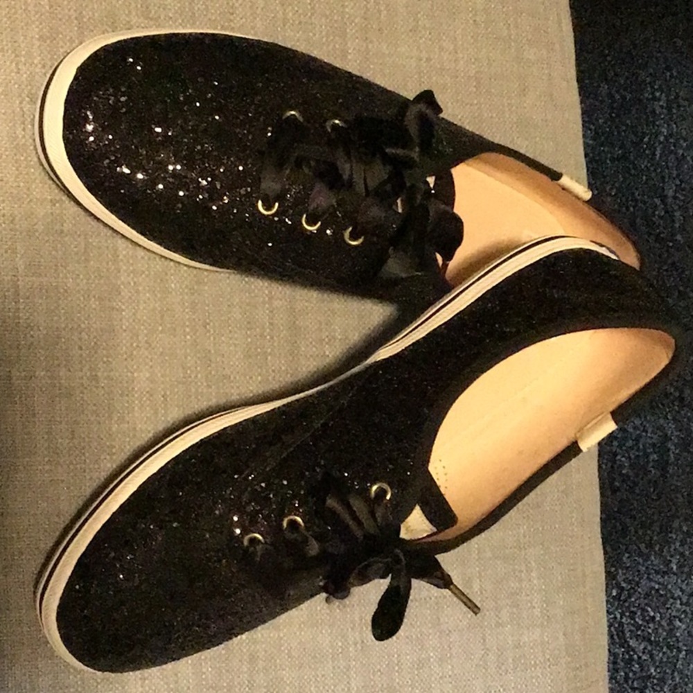 Kate Spade keds black sparkle tennis shoes New